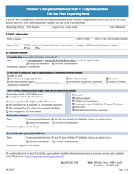 Document preview: Children's Integrated Services: Part C Early Intervention Exit One Plan Reporting Form - Vermont