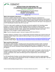 Document preview: Instructions for Vt Hazardous Waste Handler Site Id Form - Vermont