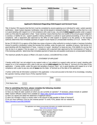 Renewal Application Public Water System Operator Certification for Class 2, 3, 4 and D - Vermont, Page 2