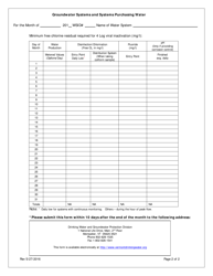 Monthly Operations Report for Groundwater Systems and Systems Purchasing Water - Vermont, Page 2