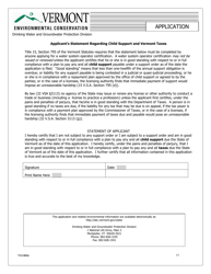 Document preview: Applicant's Statement Regarding Child Support and Vermont Taxes - Vermont