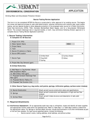 Public Source Water Permit Application Form - Vermont, Page 9