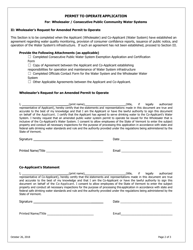 Permit to Operate Application for Wholesaler/Consecutive Public Water Systems - Vermont, Page 2