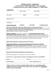 Lifetime License Application Form - Vermont, Page 2