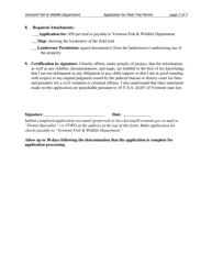 Application for a Field Trial Permit - Vermont, Page 2