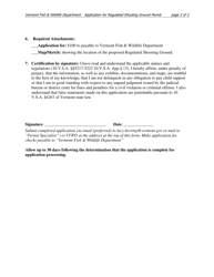 Application to Operate a Regulated Shooting Ground - Vermont, Page 2