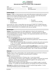 Document preview: Pre-recruitment Planning (PRP) Worksheet - Vermont