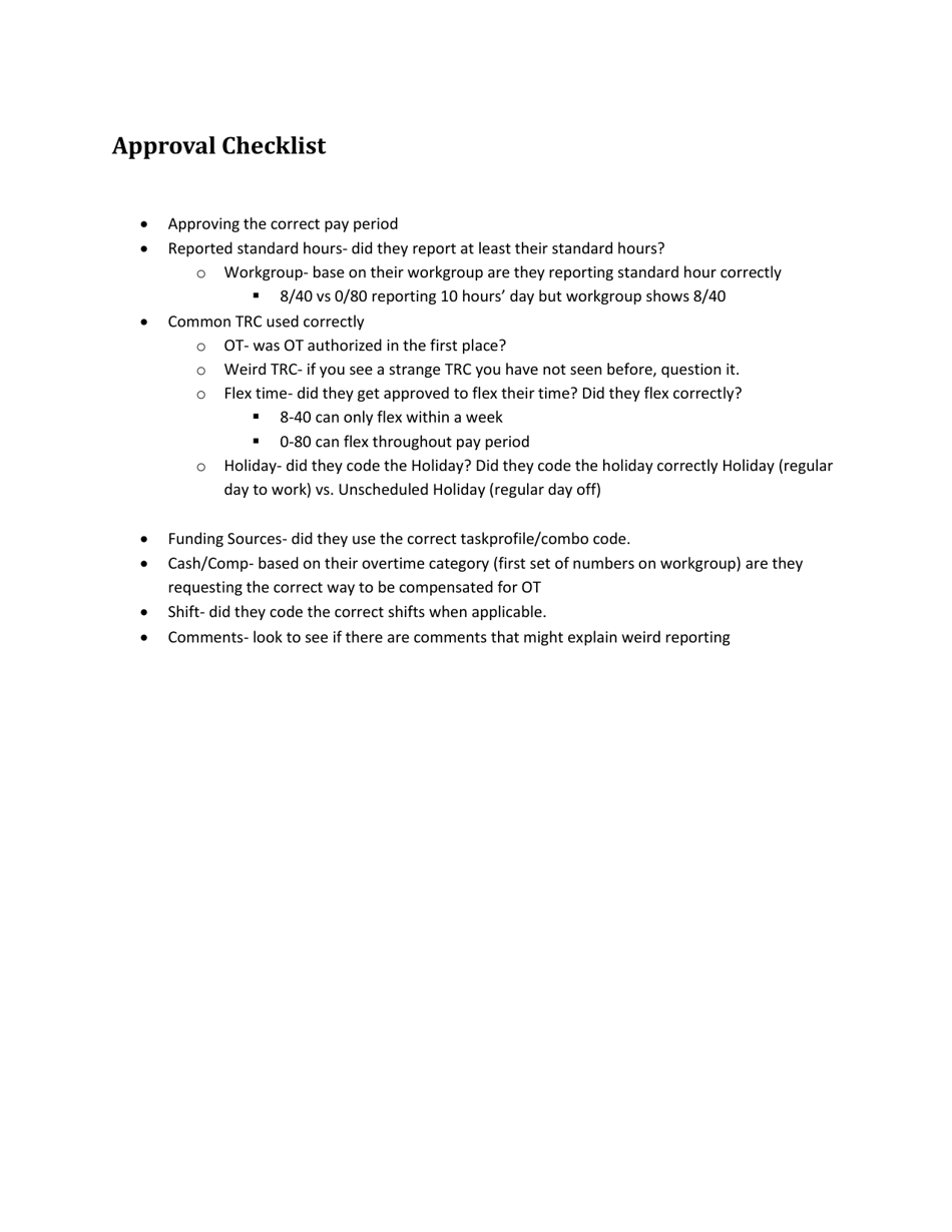 Approval Checklist - Vermont, Page 1
