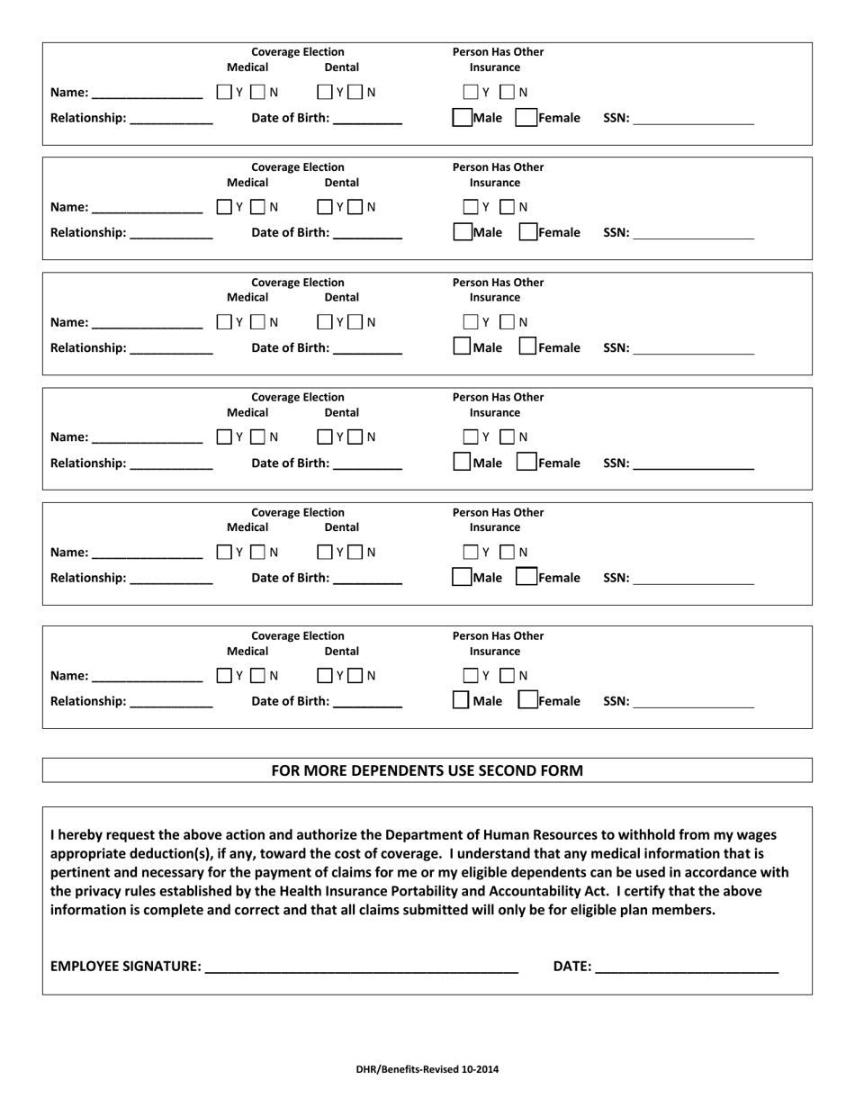 Application for Health and Dental Coverage for a Domestic Partner and the Dependent Children of a Domestic Partner - Vermont, Page 8