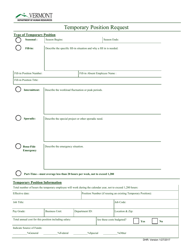 Temporary Position Request Form - Vermont, Page 2