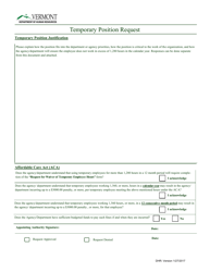 Temporary Position Request Form - Vermont, Page 3