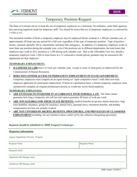 Document preview: Temporary Position Request Form - Vermont