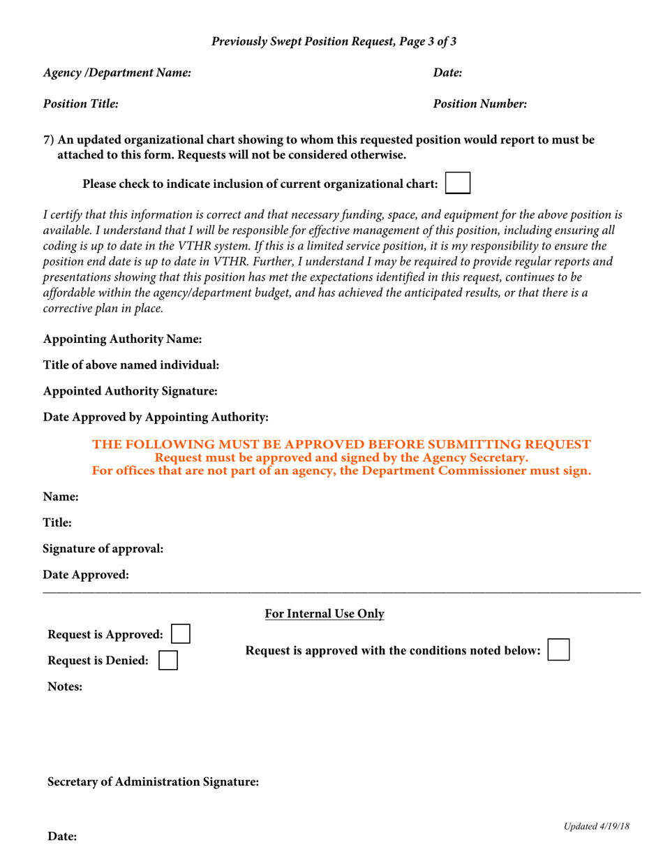 Request for a Previously Swept Position From the Position Pool - Vermont, Page 3