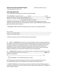 Internship Agreement - Vermont