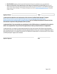 Vermont Certified Public Manager Program Application Form - Vermont, Page 2