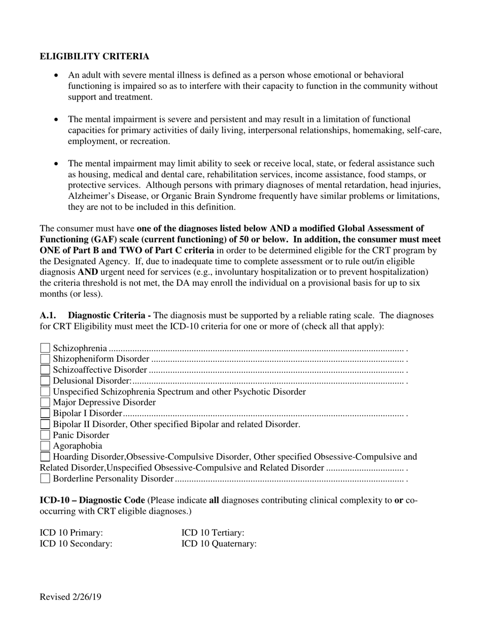 Crt Eligibility Determination Form - New Enrollment / Reenrollment / Transfer Enrollment - Vermont, Page 2
