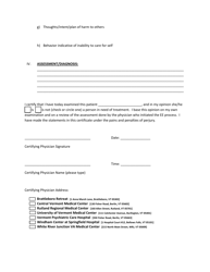 Second Physician (Psychiatrist) Certification Form - Vermont, Page 2