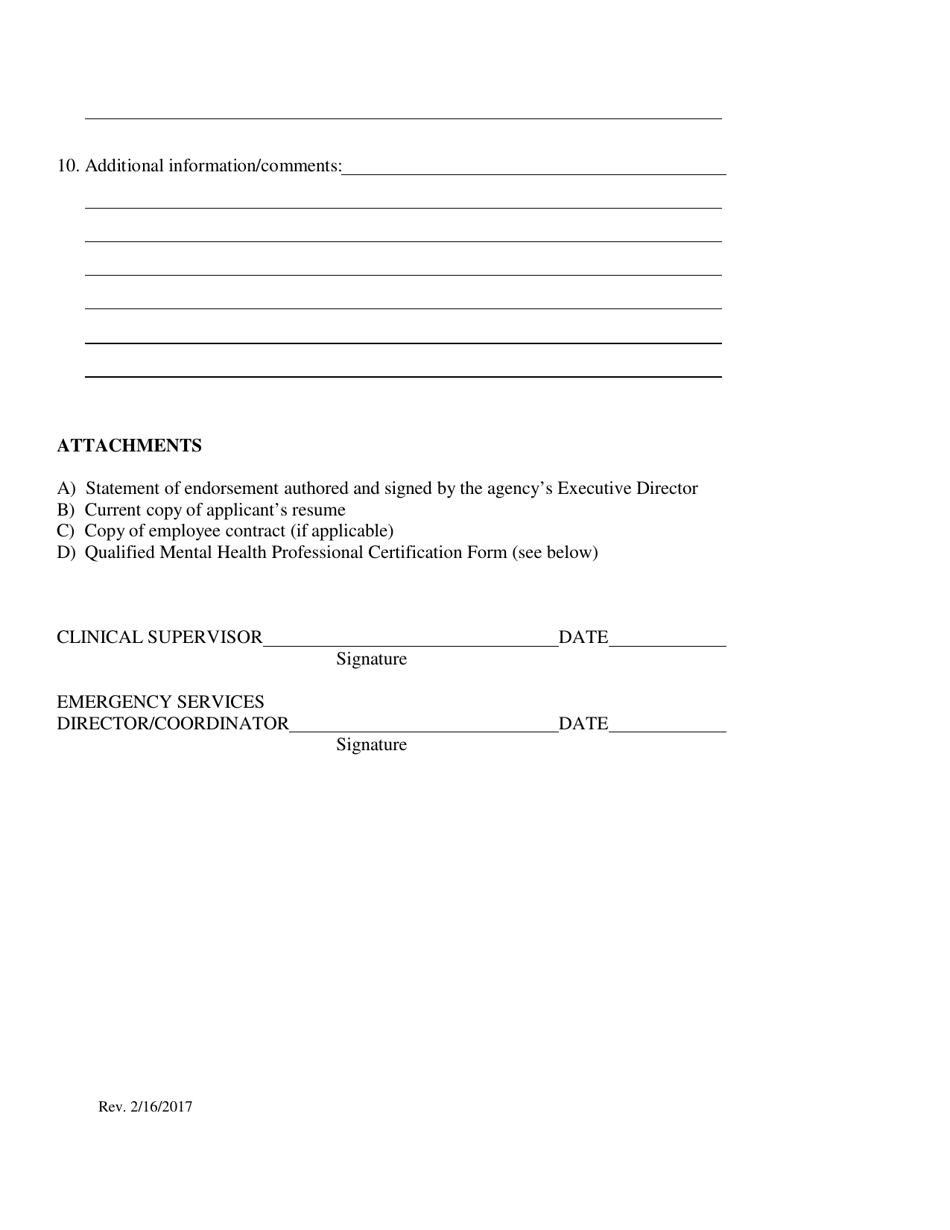 Application for Dmh Commissioner-Designated Qualified Mental Health Professional (Qmhp) - Vermont, Page 2