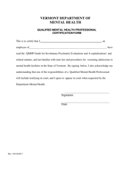 Application for Dmh Commissioner-Designated Qualified Mental Health Professional (Qmhp) - Vermont, Page 3