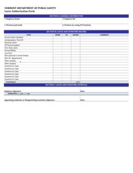 Document preview: Leave Authorization Form - Vermont