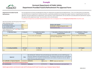 Form ADM-200-30 Department Provided Food &amp; Refreshment Pre-approval Form - Vermont, Page 5