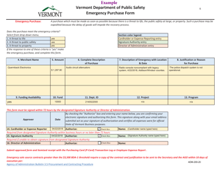 Form ADM-200-20 Emergency Purchase Form - Vermont, Page 5
