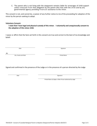 Form 700-00139 Consent of Custodial Biological Parent to Adoption (Stepparent or Partner Adoption) - Vermont, Page 2