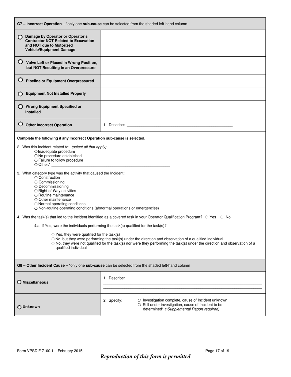Form VPSD F7100.1 Incident Report - Gas Distribution System - Vermont, Page 16