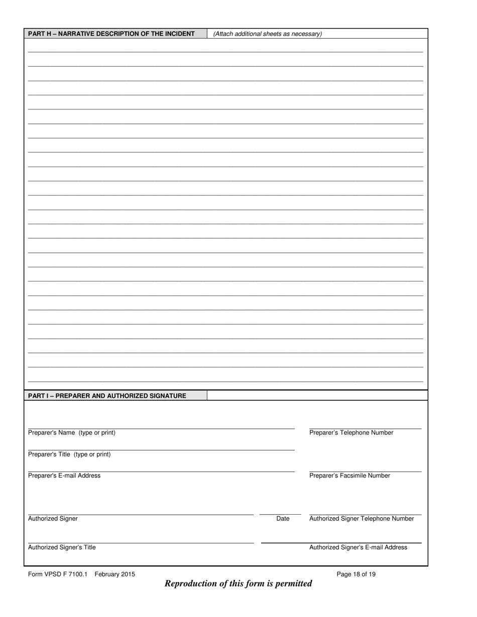 Form VPSD F7100.1 Incident Report - Gas Distribution System - Vermont, Page 17