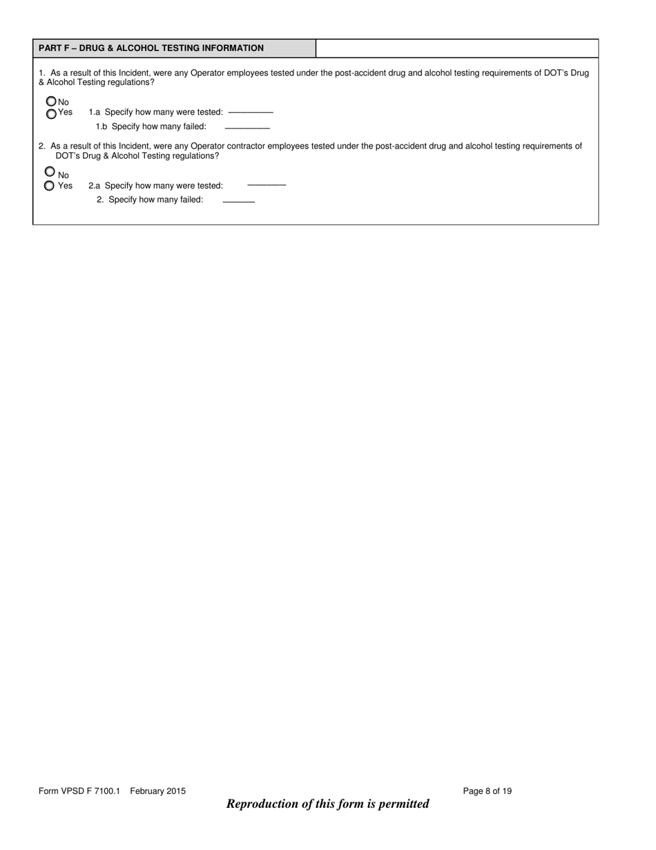 Form VPSD F7100.1 Incident Report - Gas Distribution System - Vermont, Page 7