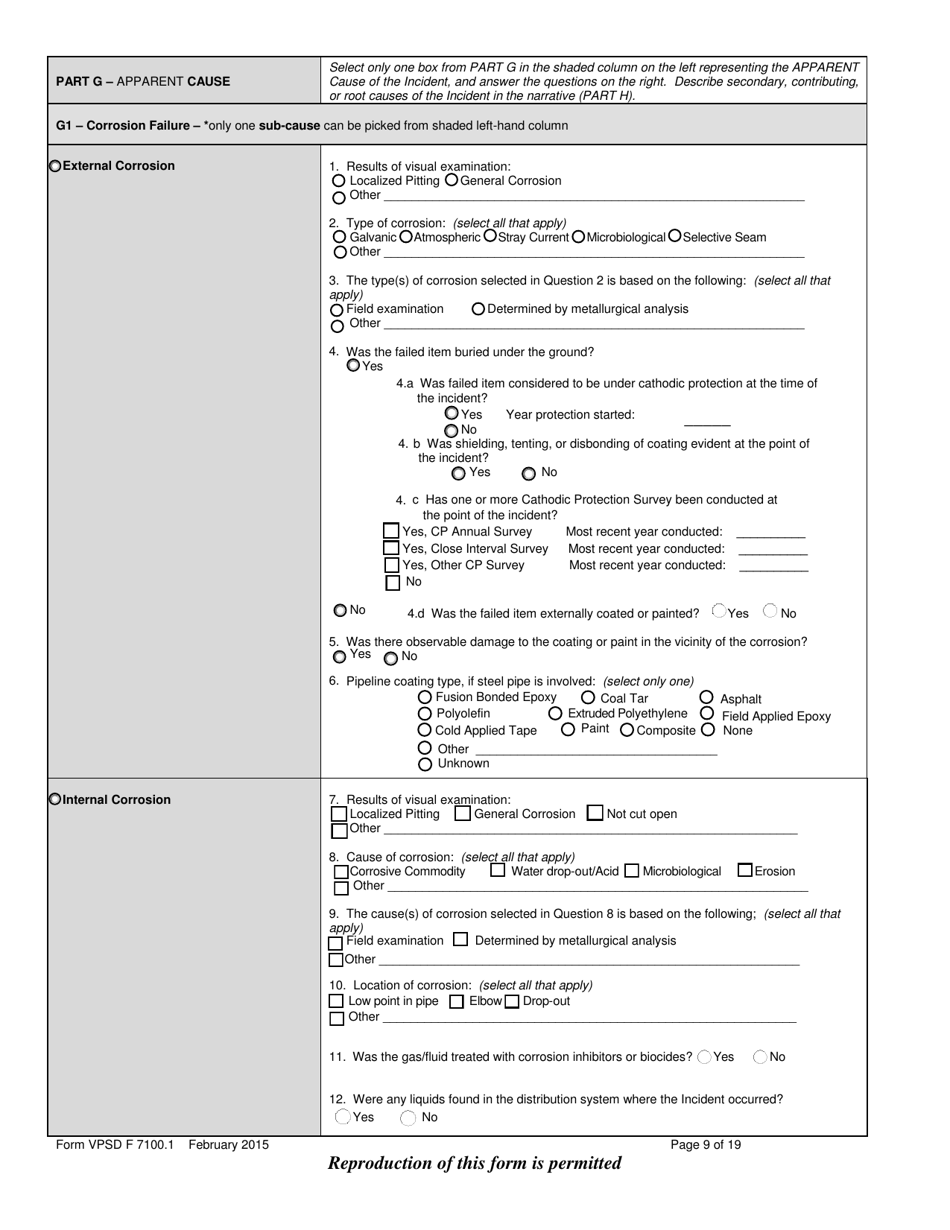 Form VPSD F7100.1 Incident Report - Gas Distribution System - Vermont, Page 8