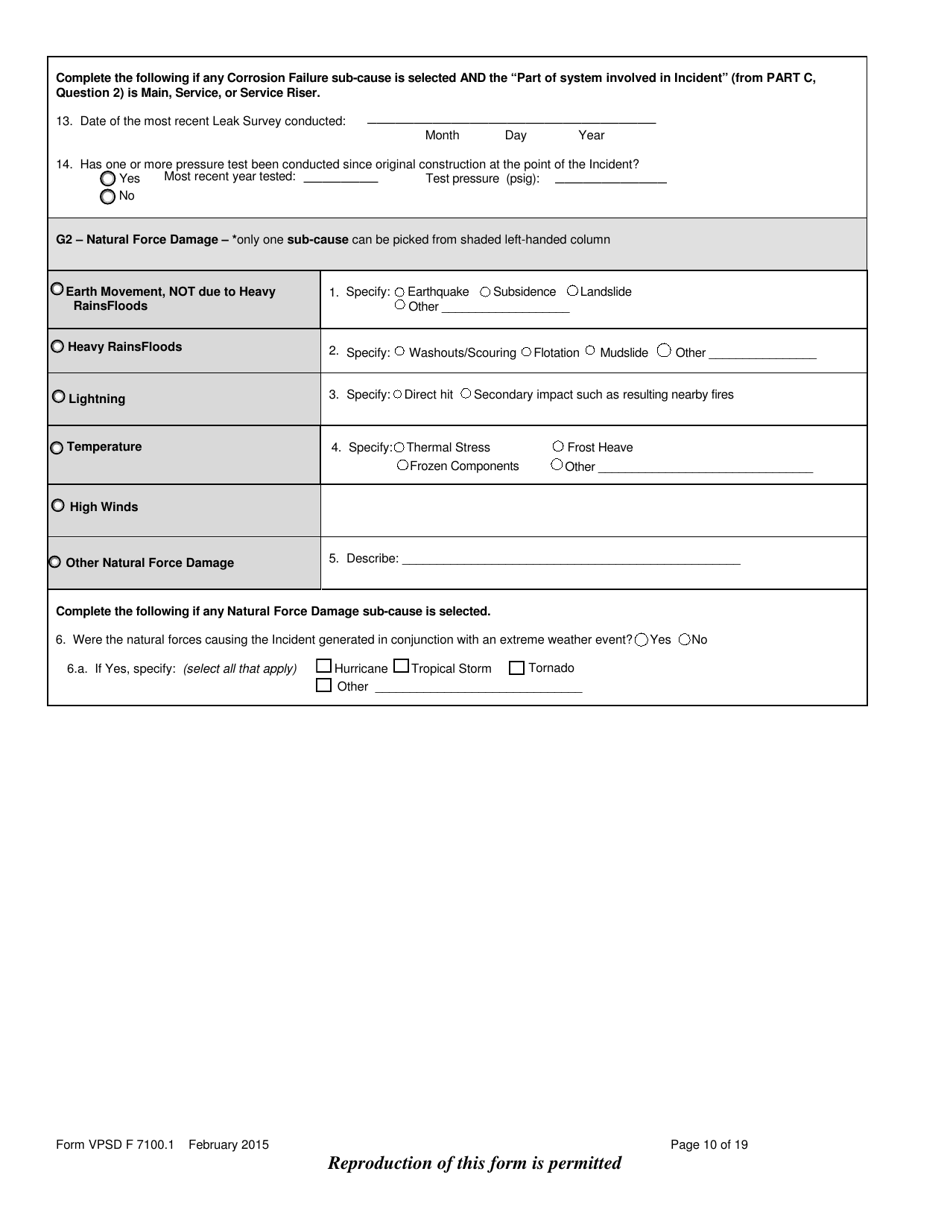 Form VPSD F7100.1 Incident Report - Gas Distribution System - Vermont, Page 9