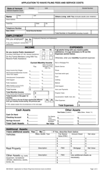 Form 400-00228 Application to Waive Filing Fees and Service Costs - Vermont