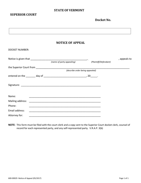 Form 600-00029  Printable Pdf