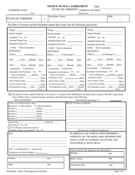 Form 200-00369A Notice of Plea Agreement - Vermont