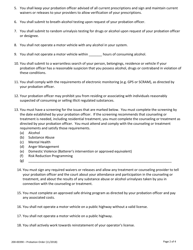 Form 200-00390 Probation Order - Vermont, Page 2