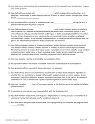 Form 200-00390 Probation Order - Vermont, Page 3