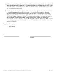 Form 200-00242 Notice of Petition for Immobilization/Forfeiture of Vehicle - Vermont, Page 2