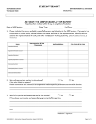 Document preview: Form 300-000019 Alternative Dispute Resolution Report - Vermont