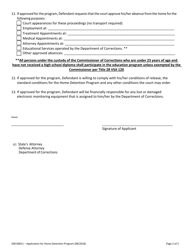 Form 200-00011 Application for Home Detention Program - Vermont, Page 2