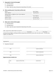 Form 700-00301 Verified Petition for Birth Order - Vermont, Page 2