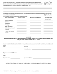 Form 400-00151MN Affidavit in Support of Relief From Abuse Complaint for Child Notary - Vermont, Page 2