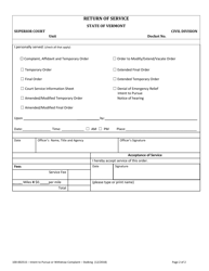 Form 100-00251S Intent to Pursue or Withdraw Complaint - Stalking - Vermont, Page 2