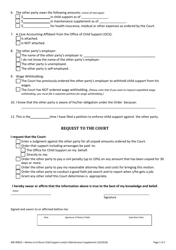Form 400-00823 Motion to Enforce Child Support and/or Maintenance Supplement - Vermont, Page 2