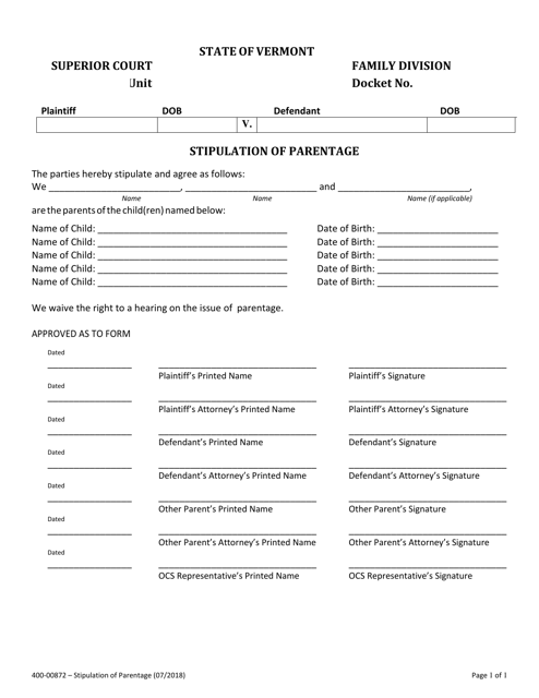 Form 400-00872  Printable Pdf