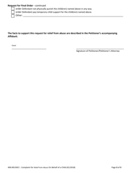 Form 400-00150CC Complaint for Relief From Abuse on Behalf of a Child - Vermont, Page 3