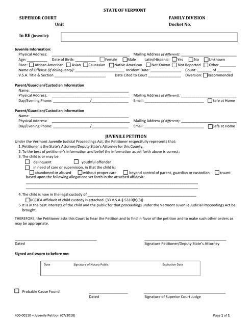 Form 400-00110  Printable Pdf