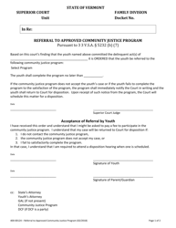 Form 400-00124 Referral to Approved Community Justice Program - Vermont