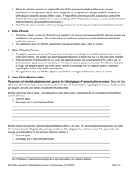 Form 400-00126 Agreement for Post-adoption Contact or Communication - Vermont, Page 2