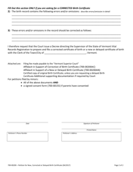 Form 700-00200 Petition for New, Corrected or Delayed Birth Certificate - Vermont, Page 2